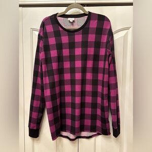 LuLaRoe Purple and Black Plaid Long Sleeve Hudson